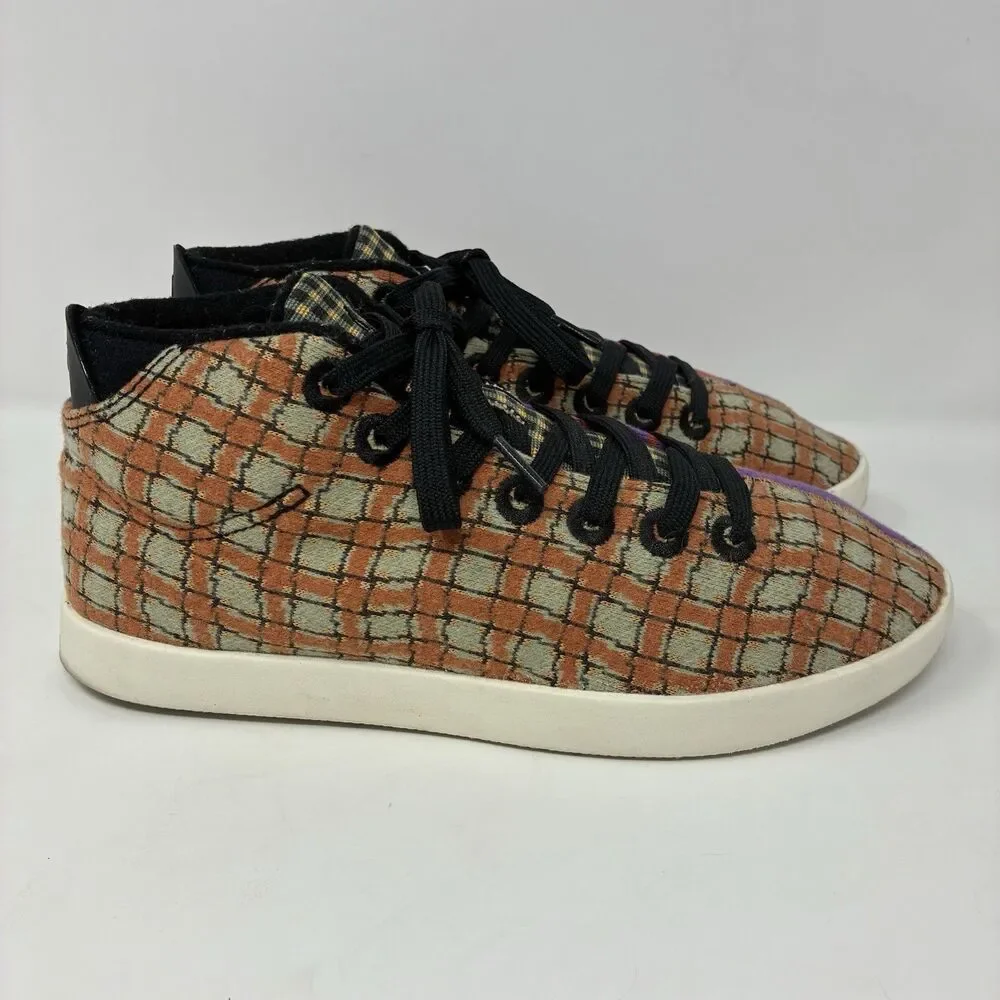 Allbirds Wool Piper Mid Shoes Womens 9 Orange Purple Plaid Limited Ed Sneakers